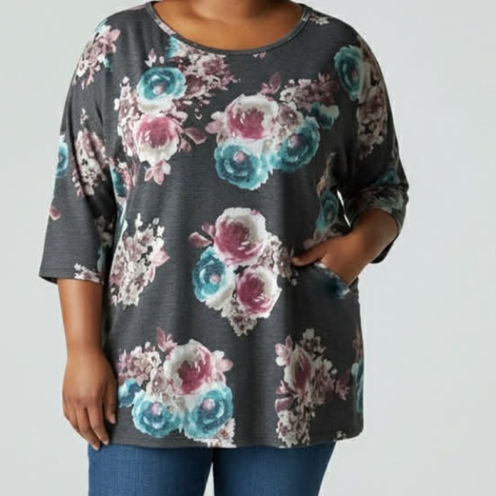 Dear Scarlett Size XL Floral Print Tunic Top